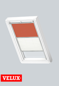 Duo Blind (Blackout), 4564 Orange & 1016 White - VELUX Loft Blind